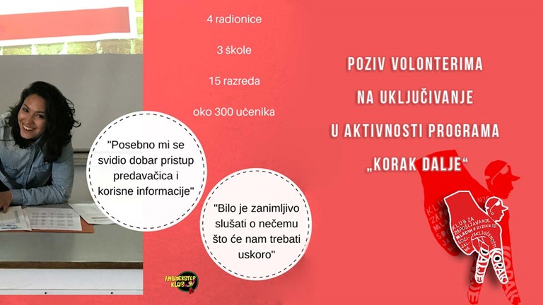 Poziv volonterima na uključivanje u aktivnosti programa Korak dalje